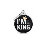 MEDAGLIETTA PER CANI MY FAMILY I'M THE KING PERSONALIZZATA CON INCISIONE GRATUITA E SCELTA DEL CARATTERE DI SCRITTURA. (PICCOLO)