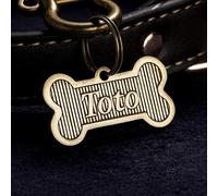 Medaglietta personalizzata in ottone a forma di osso, medaglietta identificativa con nome dell'animale inciso su misura, medaglietta per collare per cani, regalo per gli amanti degli animali (Style 2)