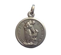 MEDAGLIETTA " SAN FRANCESCO D'ASSISI " - IN ARGENTO MASSICCIO 925 - NUOVA