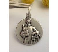 Medaglietta San Lorenzo In Argento Massiccio 925-925 Sterling Silver Saint Lorenz Medal