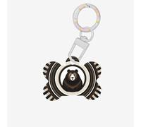 Medagliette identificative per animali con cerchi concentrici e orsi marroni, medagliette per cani e gatti, a forma di osso, in acrilico, bianco, piccole
