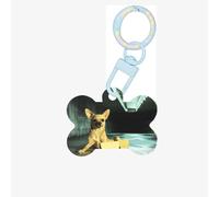 Medagliette identificative per animali domestici a forma di chihuahua, personalizzate, in acrilico, a forma di osso, blu cielo, piccole