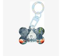 Medagliette identificative per animali domestici con due cigni che nuotano sul lago, medagliette personalizzate per cani e gatti, a forma di osso, in acrilico, blu cielo,