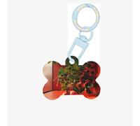 Medagliette identificative per animali domestici con frutta sul davanzale della finestra, medagliette personalizzate per cani e gatti, in acrilico a forma di osso, blu