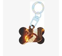 Medagliette identificative per animali domestici con fuoco e fiamme, medagliette per cani e gatti, in acrilico a forma di osso, blu cielo, piccole