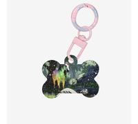Medagliette identificative per animali domestici con il cavallo nelle fiabe, medagliette per cani e gatti personalizzate, a forma di osso, in acrilico, rosa chiaro, piccole