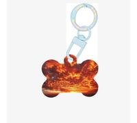 Medagliette identificative per animali domestici con il cielo alla fine del mondo, medagliette per cani e gatti personalizzate, a forma di osso, in acrilico, blu cielo, piccole
