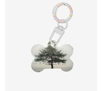 Medagliette identificative per animali domestici L'albero della fantasia personalizzate per cani e targhette per gatti, a forma di osso, in acrilico, bianco, medie