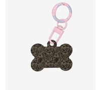 Medagliette per cani a forma di osso con stampa di fiori di loto dorati, stile bohémien, su entrambi i lati, ciondoli personalizzati