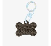 Medagliette per cani a forma di osso con stampa di fiori di loto dorati, stile bohémien, su entrambi i lati, ciondoli personalizzati