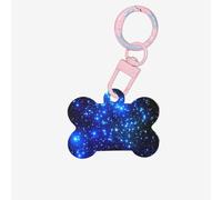 Medagliette per cani alla moda con stampa di stelle galassia portachiavi in acrilico a forma di osso di cane tag modello su entrambi i