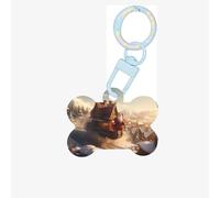 Medagliette per cani con Babbo Natale volante, in acrilico, a forma di osso, perfette per cani e gatti di piccola e grande taglia, carine e funzionali