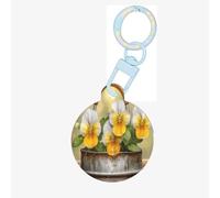 Medagliette per cani con fiori nella pioggia, rotonde in acrilico, perfette per cani e gatti di piccola e grande taglia, carine e funzionali
