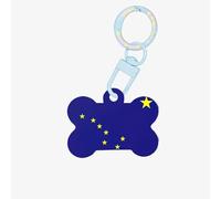 Medagliette per cani in acrilico con stampa bandiera dell'Alaska, portachiavi in acrilico a forma di osso per cani e gatti
