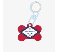 Medagliette per cani in acrilico con stampa bandiera dello stato dell'Arkansas, portachiavi in acrilico a forma di osso di cane con motivo a doppia faccia per cani e gatti