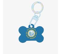 Medagliette per cani in acrilico con stampa della bandiera del Dakota del Sud Dakota, portachiavi in acrilico a forma di osso di cane, etichette con motivo