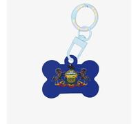 Medagliette per cani in acrilico con stampa della bandiera della Pennsylvania, portachiavi in acrilico a forma di osso di cane con motivo a doppia faccia per cani e gatti