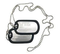 Medagliette per cani militari - Set di 2 targhette identificative per cani in acciaio inox nichelate in stile militare con catene a sfera e silenziatori