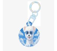 Medagliette per cani rotonde in acrilico, perfette per cani e gatti di piccola e grande taglia, carine e funzionali, motivo: cucciolo con occhiali nel cielo