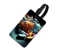 Medagliette per pillole mediche, porta carte per bagagli per valigie con scudo per la privacy, borsa da viaggio, targhetta identificativa, per uomini e donne, zaino, stile nero