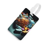 Medagliette per pillole mediche, porta carte per bagagli per valigie con scudo per la privacy, borsa da viaggio, targhetta identificativa, per uomini e donne, zaino, stile bianco