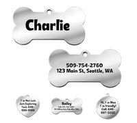 Medagliette Personalizzate per Cani e Gatti - Acciaio Inossidabile Targhetta Cani Gatti - Incisione anteriore e posteriore con fino a 6 linee di testo（Pacco di Osso da 1）