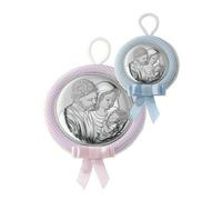 Medaglione Capoculla con Carillon Rosa Sacra Famiglia In Argento Valenti D. 11