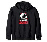 Medaglione con Il Nome del Gatto Life is Better with My Cat Felpa con Cappuccio