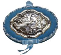 Medaglione Culla Ricorrenza fiocco nascita parto Grande De Santis Argento 925