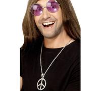 Medaglione In Metallo Argento CND Segno Di Pace Anni '60 '70 Costume Hippie