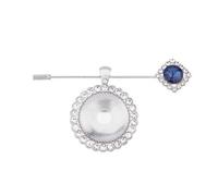 Medaglione portafoto commemorativo per bouquet da sposa, in lega, strass, accessorio per gioielli, con cabochon rotondo in vetro, spilla porta foto, Misura unica, come descritto