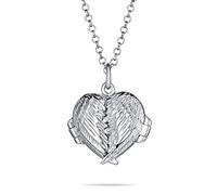 Medaglione promemoria a forma di cuore personalizzato a cupola con angelo custode, per donne e ragazzi La foto e le immagini contiene: collana in argento 925 personalizzabile, 18, Metallo, Non pietra