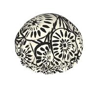 Medaglioni Cuffia da Impermeabile Crema Nera, Cuffia Elastica per Capelli da Bagno Protezione Ambientale Cuffia da Bagno per Capelli, Doppio Strato Impermeabile Cappello da da Bagno