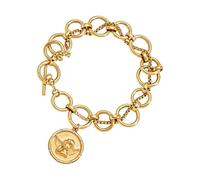 Medaglioni rotondi senza data robusta costruzione in acciaio inox catena da polso accessorio ideale per stratificazione look versatile moda