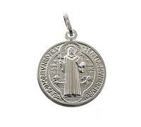 Medalla plata ley 925m San Benito 20mm. unisex doble cara redonda