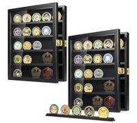 Medals Display Case - Military Challenge Coin Display Shadow Box - Pin Display Coin Holder Display Challenge Coin Box Fit 45 Medals Military Medals Poker Chip Anime Coins (2 pezzi)
