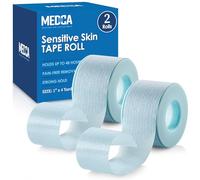MEDca Sensitive Skin Low Trauma Tape Rolls - 1 Inch x 4 Yards Blue Tape First Aid Rolls, Minimal Hair Pulling for Wounds, Lash Tape for Eyelash Extensions (Pack of 2)