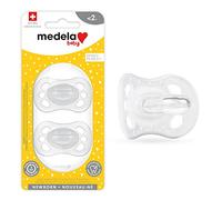 Medela Ciuccio per neonati, 0-2 mesi, confezione da 2, include custodia sterilizzante, senza silicone e BPA, supporta l'allattamento naturale, trasparente