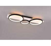 MEDERA PLAFONIERA 3 CERCHI METALLO NERO BASE LEGNO BIANCO CON DIMMERAZIONE AD INTERRUTTORE L. 80CM LED 33W 3800lm, 3000K