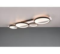 MEDERA PLAFONIERA 4 CERCHI METALLO NERO BASE LEGNO BIANCO CON DIMMERAZIONE AD INTERRUTTORE L. 100CM LED 44W 5100lm, 3000K