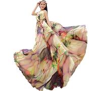 MedeShe Abito estivo da donna, in chiffon, per vacanze, spiaggia, damigella d'onore, Colore tropicale, L Lang