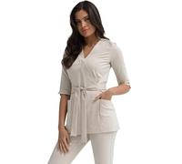 MEDHOODIE Casacca da donna Rosalie per il medico e la cura - Casacca moderna e confortevole con cintura regolabile - Abbigliamento medico professionale, beige, S