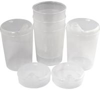 Medi-Inn+ Bricco con Beccuccio 250 ML Set 5 Basi + 10 Coperchio (Apertura 5 Pezzi 12 x 10mm U.5 Stück 4 x 4mm) in Div. Mod. Colori trasparente, Trinköffnung: 4 x 4 mm