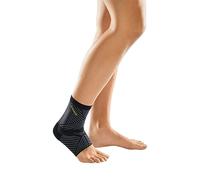 medi Levamed E+motion 3.0 - Fascia sportiva per articolazione della caviglia con pelotto di quarzo 3D extra sottile, taglia IV, comodi polsini per calze, ampia zona di allungamento, con aiuto