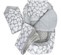 Medi Partners 5-Parti Nido per Bebè 100x60x15 Inserto Rimovibile Letto Cuscino Coperta bambini neonati 100% Cotone (Miki con Minky grigio)