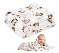 Medi Partners Coperta di Mussola per Neonata 100x150cm Copertina Neonato per lettino - 100% Cotone Mussole naturale Blanket Neonati Invernale Estate Carrozzina Bambino (Arcobaleno)