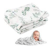 Medi Partners Coperta di Mussola per Neonata 100x150cm Copertina Neonato per lettino - 100% Cotone Mussole naturale Blanket Neonati Invernale Estate Carrozzina Bambino (Foglia d'olivo)