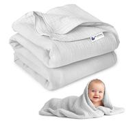 Medi Partners Coperta di Mussola per Neonata 75x100cm Copertina Neonato per lettino - 100% Cotone Mussole naturale Blanket Neonati Invernale Estate Carrozzina Bambino (Grigio)