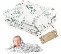 Medi Partners Coperta di Mussola per Neonata 75x100cm Copertina Neonato per lettino - 100% Cotone Mussole naturale Blanket Neonati Invernale Estate Carrozzina Bambino (Foglia d'olivo)