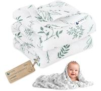 Medi Partners Coperta di Mussola per Neonata 75x100cm Copertina Neonato per lettino - 100% Cotone Mussole naturale Blanket Neonati Invernale Estate Carrozzina Bambino (Foglia d'olivo)